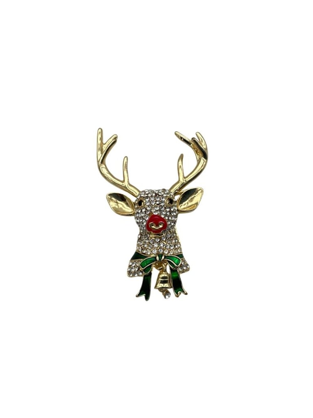 Napier Rudolph The Red-Nose Reindeer 10K Gold Plated Brooch Signed C-Clasp